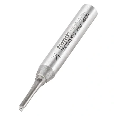 Image of Trend CraftPro Straight Two Flute Router Cutter Bit, 1/4 Inch Shank, 3mm Cut Diameter &amp; 11mm Length, Tungsten Carbide Tipped, C001DX1/4TC