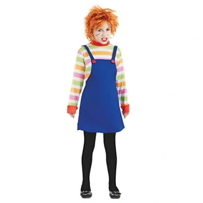 Image of Fun Shack Girls Scary Doll Costume Kids Possessed Creepy Halloween Girl Child Small