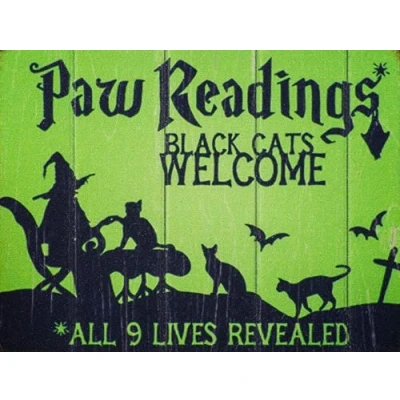 Image of Paw Readings Sign Halloween For Kitchen Home Decor Art Wall Metal Poster 8X12 Inches
