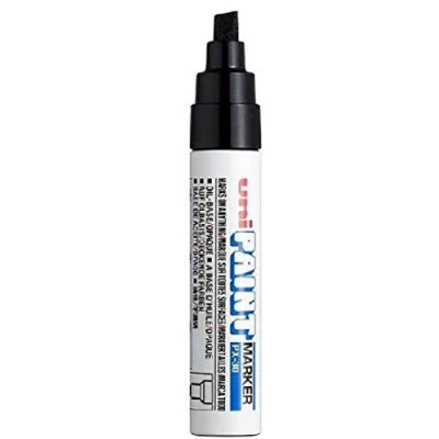 Image of Uni Colour Broad (4 8.5mm) PX 30 Black Oil Paint Marker Pen Metal Glass Wood Plastic Stone Outdoor mm Chisel Nib Tip (Pack Of 1)
