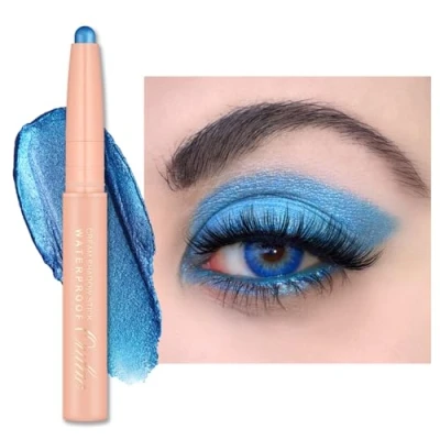 Image of Oulac Blue Eyeshadow Twist Up Pencil Long Lasting Shimmer Finish, Creamy Blendable Texture, Vegan &amp; Cruelty Free Eye Makeup, 1.25g, 08 Aqua