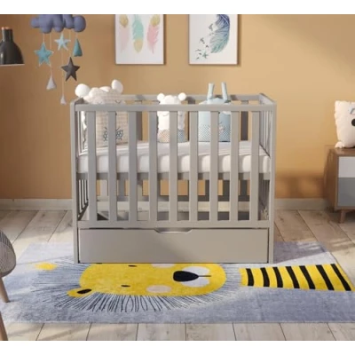 Image of Love For Sleep Space Saving Cot 100x50cm with Drawer and FREE Deluxe Quilted Aloe Vera Mattress (Grey)