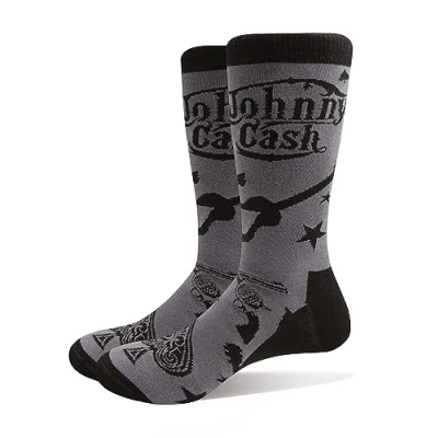 Image of SOCKSHOP Music Collection 1 Pair Johnny Cash Cotton Socks Guitars n Guns One Size