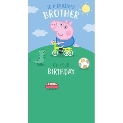 Image of Danilo Promotions Ltd Official Peppa Pig Brother Birthday Card, To A Brilliant mutliple colours PG072,Multi,210 x 290 mm