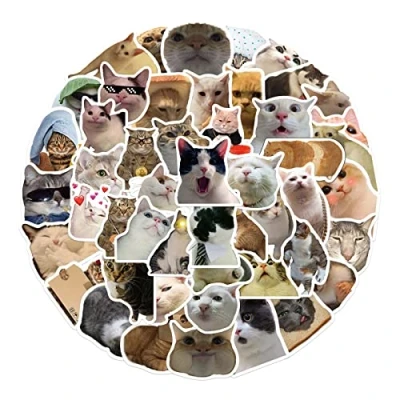 Image of TTTLLNN 50Pcs Cats Animal Stickers PVC for Laptop Skateboard Water Bottles Phone Kids