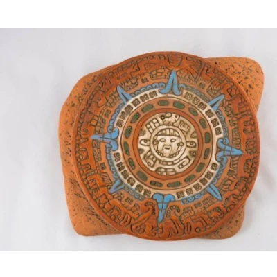 Image of Tumia LAC Ceramic Calendar Clock Fair trade and handmade in Mexico Indoor or outdoor use L27xH23cm