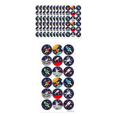 Image of HENBRANDT Large Space Stickers 180 Assorted Outer Rocket Astronaut Teachers School Reward Arts and Crafts for Kids Birthday Party Bag Favours Loot Fillers Lucky Dip (N51751)