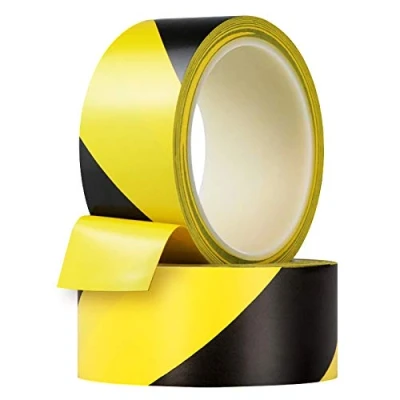 Image of YTBUBOR Hazard Warning Tape 2 Pack 50mm*20m Black &amp; Yellow Safety Tapes Marking Barrier Adhesive