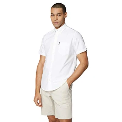 Image of Ben Sherman Men&#039;s SS Signature Oxford Shirt Casual, White (White 10), XXXX Large (Size:4XL)
