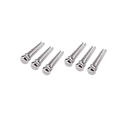 Image of Alnicov 6PCS Guitar Bridge Pins,Brass Pins String Studs for Folk Acoustic Guitar(Sliver)