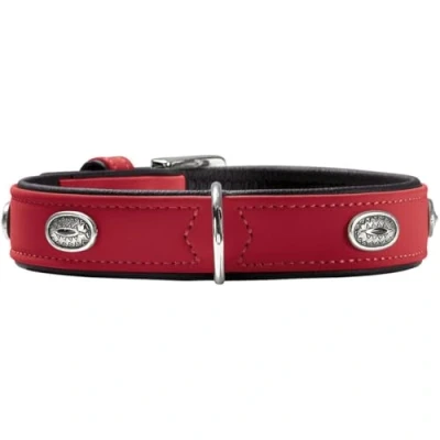 Image of HUNTER Softie Stone Art Nubuk Nickel Collar, 60/46 x 53 cm, Large, Red/Nappa Black