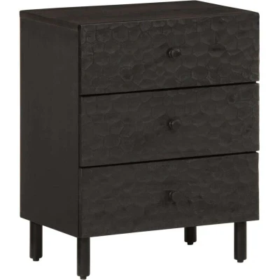 Image of vidaXL Bedside Cabinet Black 50x33x60 cm Solid Wood Mango