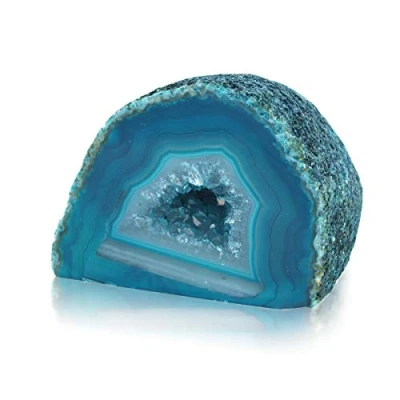 Image of Serafino Genuine Brazilian Agate Geode Healing Crystal Mineral Blue Green Purple Pink Crystals Cristal Stone Gift (Green Teal)