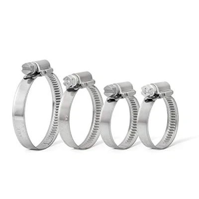 Image of Pack of 2 Metal Hose Clips Ducting Tube Clamps Rubber Pipe Steel Bands (70mm 90mmm)