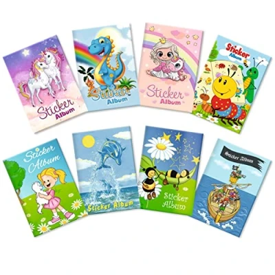Image of HERMA 15426 Sticker Album Set of 8 DIN A5 Blank (16 Pages, Coated Special Paper) Scrapbook for Collecting, Book Assortment Girls and Boys, Blank, Range