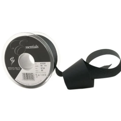 Image of Berisfords 41025 20 m x 40 mm Polyester Grosgrain Ribbon, Black