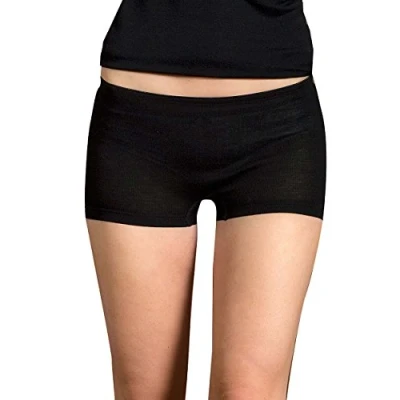 Image of Engel 70% Organic Merino Wool 30% Silk Women&#039;s Panties Boxers. Made in Germany. (UK 14/16 (EU 42/44), Black)