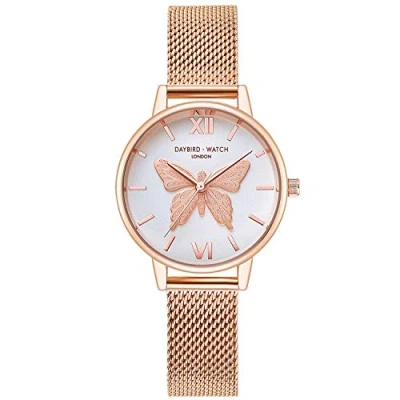 Image of RORIOS Fashion Women Watch Butterfly Dial Stainless Steel Mesh Strap Analogue Quartz Wristwatch Ladies