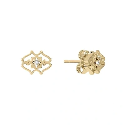 Image of Radley Women&#039;s 18ct Gold Plated Sterling Silver Heirloom with Genuine Diamond Centre Stud Earrings RYJ1364