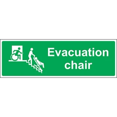 Image of Evacuation chair emergency Safety sign 1.2mm Rigid plastic 300mm x 100mm