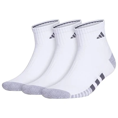 Image of adidas Men&#039;s Gepolsterte Viertelsocken (3 Paar) Quarter Sock, Cool Light Heather/Grey/Black, L (Pack of 3)