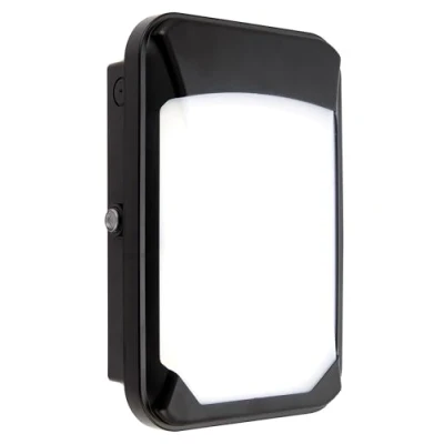 Image of Lucca Mini Black Compact Outdoor Weatherproof Security LED Robust IK08 Wall Bulkhead Light Fitting IP65 Rated Dusk Till Dawn Photocell Sensor Detector