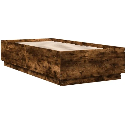 Image of vidaXL Bed Frame without Mattress Smoked Oak 75x190 cm Small Single