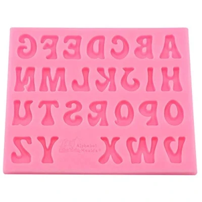 Image of TOPINCN Silicone Letter Mold, Large Making Molds DIY Alphabet Mold Candy Cake Fondant Chocolate Non Stick Birthday Decorating Tool (Pink)