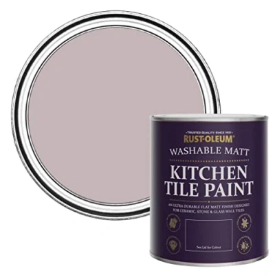 Image of Rust Oleum Purple water resistant Kitchen Tile Paint in Matt Finish Lilac Wine 750ml