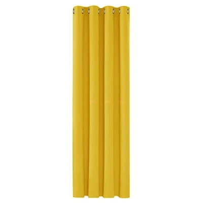 Image of Deconovo Window Treatment Thermal Insulated Eyelet Blackout Curtain for Girls Room 52&quot;x 63&quot; Mellow Yellow 1 PANEL