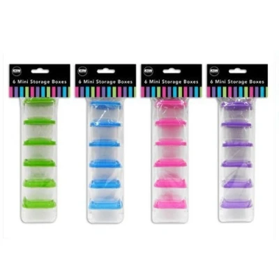 Image of Purple Set of 6 Mini Plastic Food Lunch Storage Box Container with Lid