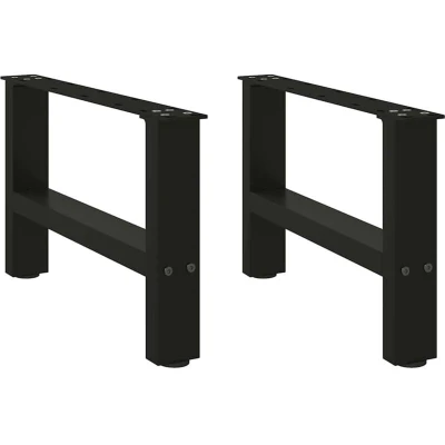 Image of vidaXL coffee table legs black steel 30x50 cm adjustable levelers, durable, modern design for dining and living room