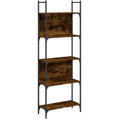 Image of vidaXL Bookshelf Smoked Oak Engineered Wood 5 Tier Bookcase Storage Cabinet for Living Room, Study, Bedroom