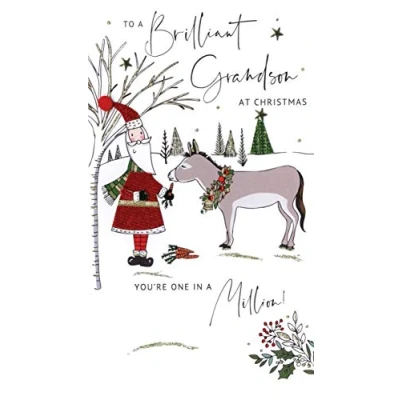 Image of Champagne Second Nature Brilliant Grandson Embellished Christmas Card Hand Finished Cards XCDC285