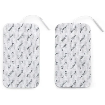 Image of Big Electrodes with 2mm Jack 2 self Adhesive Pads 12x7cm Compatible to TENS EMS Units Connection axion Brand Quality