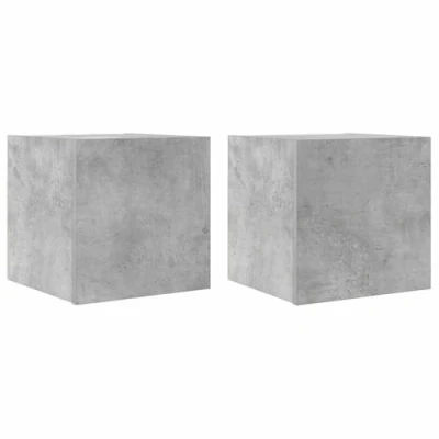Image of vidaXL 2x Wall Mounted TV Cabinets Floating Cupboards Entertainment Centre Modern Media Stands Furniture Living Room Office Unit Concrete Grey