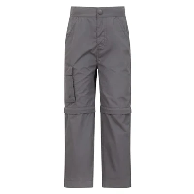 Image of Mountain Warehouse Active Kids Convertible Trousers Shrink &amp; Fade Resistant Childrens Trousers, Fast Dry, Zip Off Casual Bottoms For Autumn Winter, Camping, Travelling Dark Grey Size 7 8 Years
