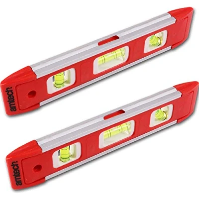 Image of 2X Torpedo Spirit Levels with Magnetic Bar on The Side &amp; 3 Levelling Bubbles