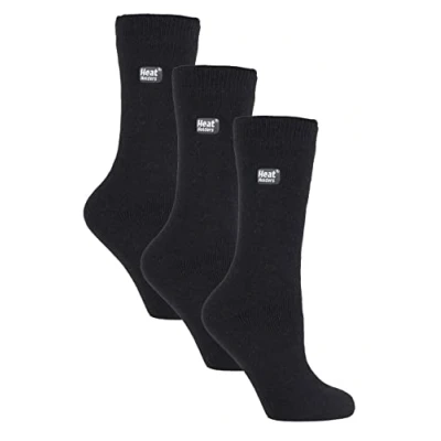 Image of HEAT HOLDERS Lite 3 Pair Multipack Womens Thermal Socks for Winter Thin &amp; Warm Dress (4 8, Black)