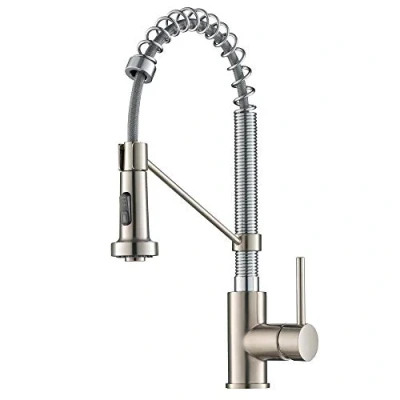 Image of KRAUS Bolden Commercial Style 2 Function Single Handle Pull Down Kitchen Faucet in Spot Free Stainless Steel/Chrome, KPF 1610SFSCH (Pack of 1)