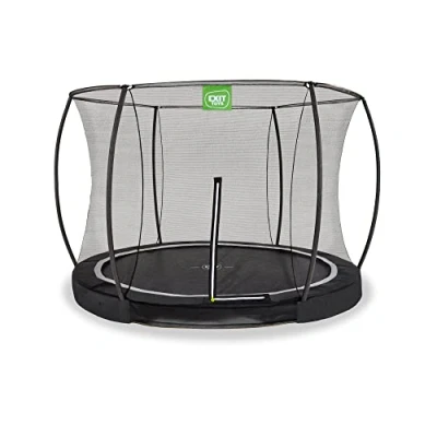 Image of EXIT Toys Black Edition Round Inground Trampoline with Foot Protection System Safety Net Zip Closure Modern Design Rustproof for Children ø10ft
