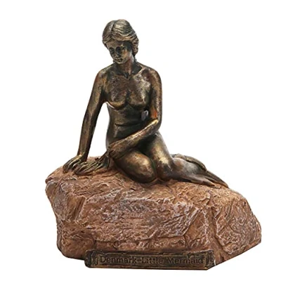 Image of SINGID Mermaid Sitting On Rock Statue,Bronze Finish Figurine,Fantasy Ocean Statuette For Home Office Decor Gift 10.5x7.8x11.6cm(4x3x5)