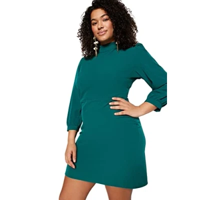 Image of Trendyol Women&#039;s Plus Size Dress Green A line, 18 UK
