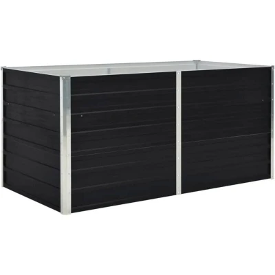 Image of vidaXL Raised Garden Bed Spacious Galvanised Steel Planter in Anthracite, Perfect for Balcony, Patio and Deck Gardening