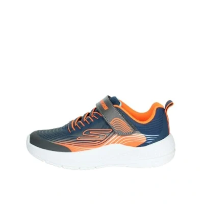 Image of Skechers Boys Microspec Advance Sneaker, Navy Orange, 10 UK Child