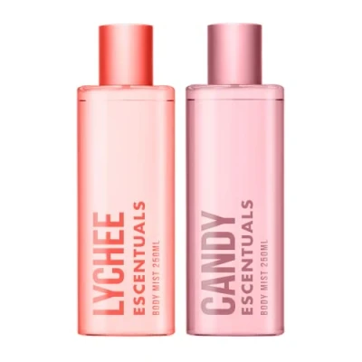 Image of Escentuals Womens Fruit Candy Layering Set, Lychee and Body Mist Spray Mixed Fragrance Bundle 250ml (Pack of 2)