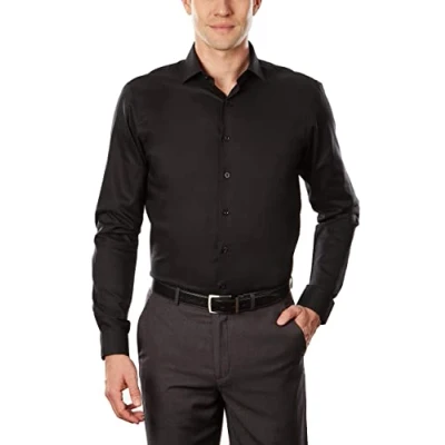 Image of Kenneth Cole Men&#039;s Dress Shirt Slim Fit Solid, Burgundy, 15&quot; 15.5&quot; Neck 34&quot; 35&quot; Sleeve