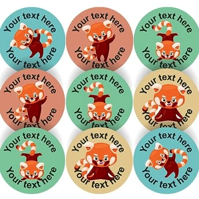 Image of 144 Personalised Red Panda 30mm Reward Stickers for School Teachers, Parents and Nursery