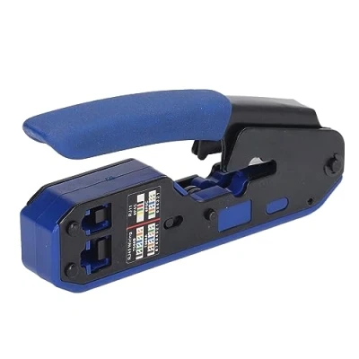 Image of RJ45 Crimp Tool, Multifunctional Crimping Tool Kit Pass Through Crimper Durable Ethernet for Cat5e Cat6 Cat6a Connectors, RJ45, RJ11, RJ12 Cables