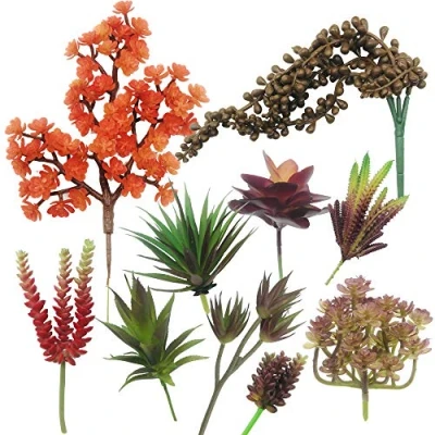 Image of Cayway 10 PCS Artificial Succulents Picks, Mixed Color Succulent Plants, Faux Fake Bouquet String of Floral Arrangement
